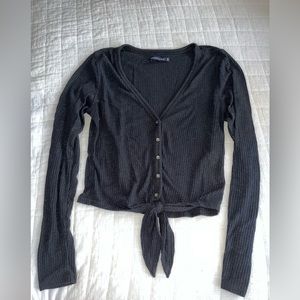 Abercrombie & Fitch black waffle-knit long sleeve